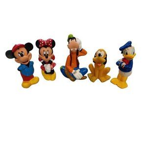 Vintage Disney Mickey & Minnie Mouse Donald Duck Goofy & Pluto Squeaky Bath Toys